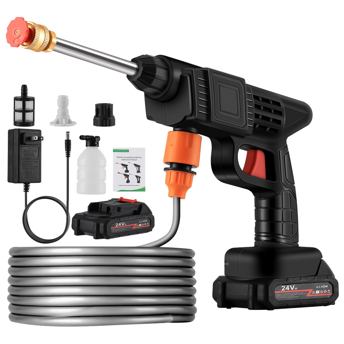 Cordless Portable Electric Water Spray Gun and Hose Car Washer Cleaner Tool 260W
