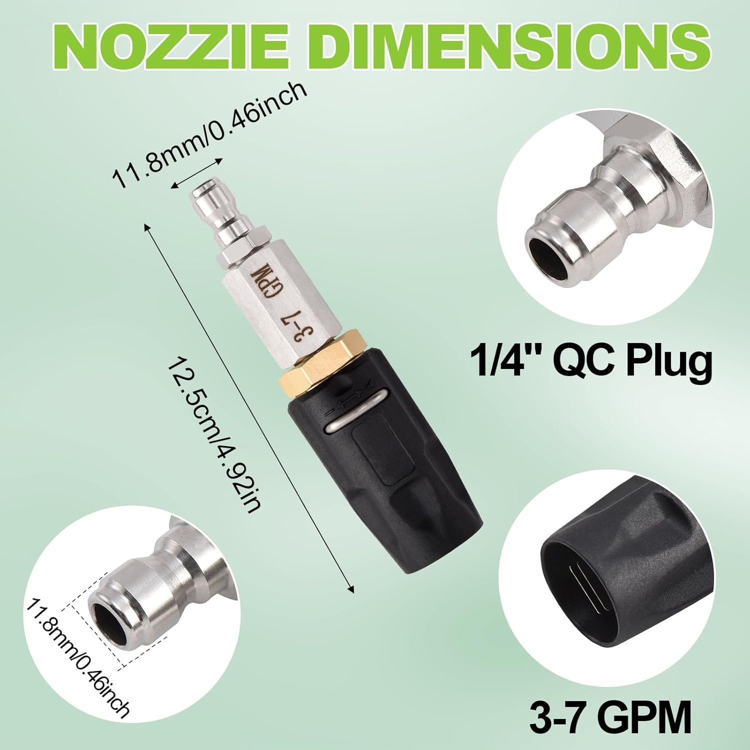 Adjustable Downstream Soft Wash Nozzle, Shooter Tip M5 Long Range Soap Twist Che