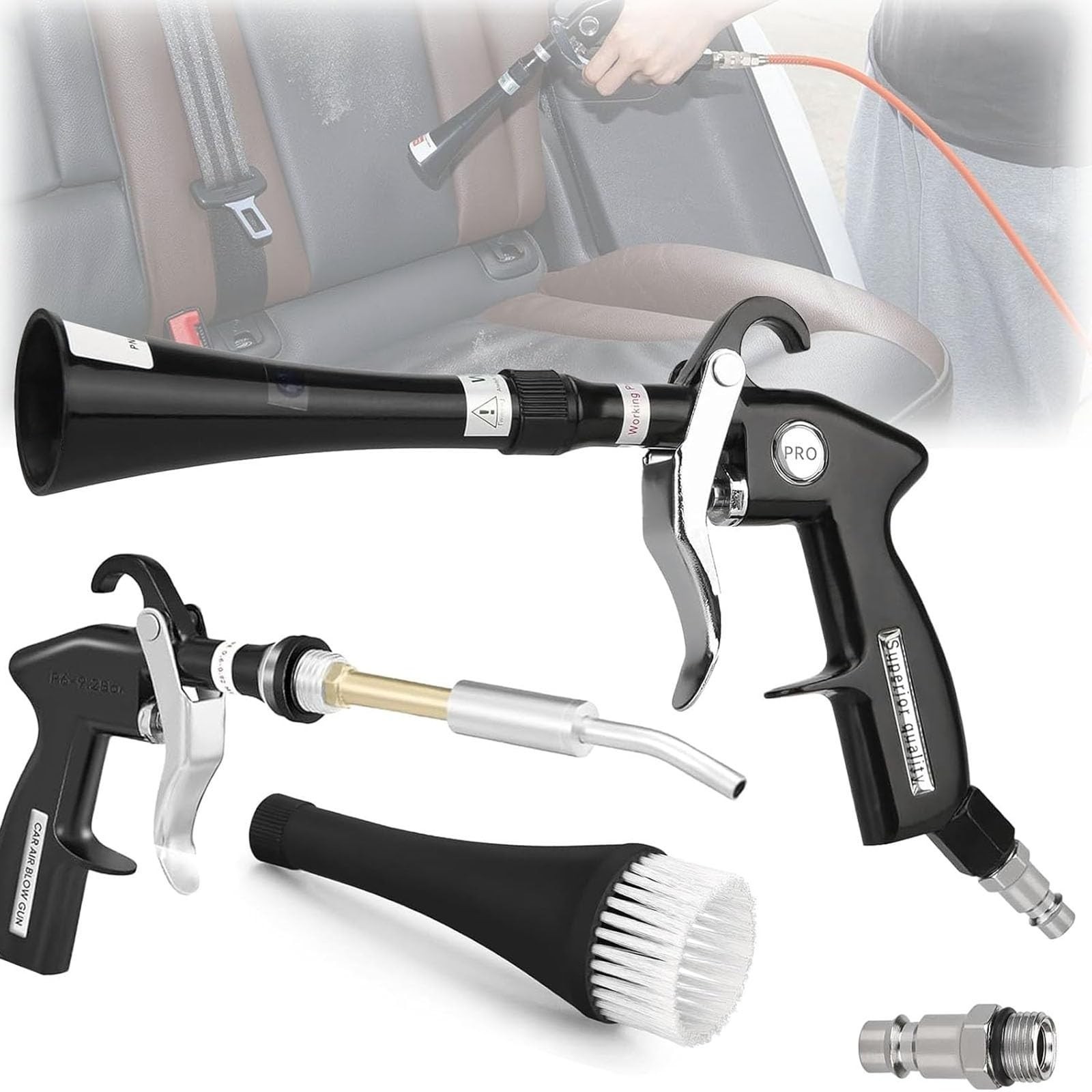 Car Detailing Air Cleaning Gun with 2 Nozzles – Remove Dirt & Dust Fast!