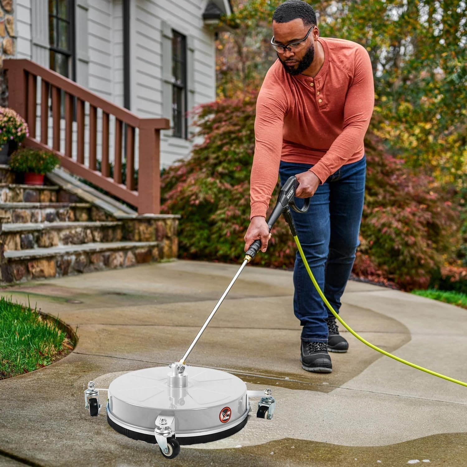 19″ Pressure Washer Surface Cleaner – 4 Wheels, Stainless Steel, 4000 PSI, Quick