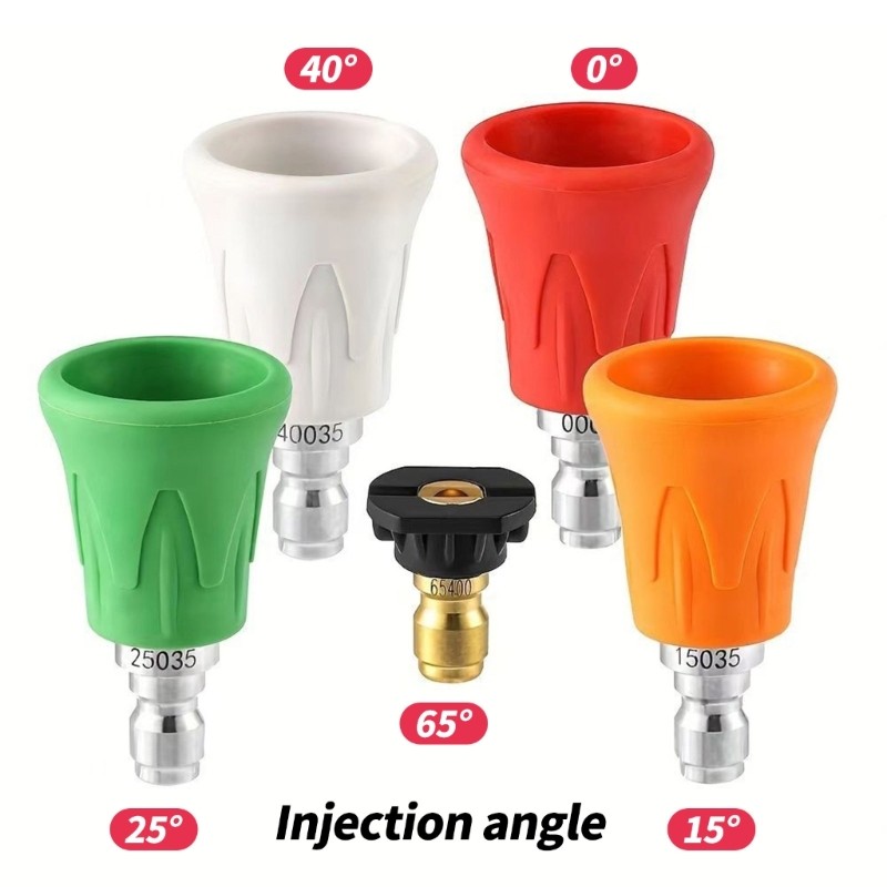 5PcsHigh Pressure Washer Nozzle 1/4 Quick Connect Plastic Metal Design Tips