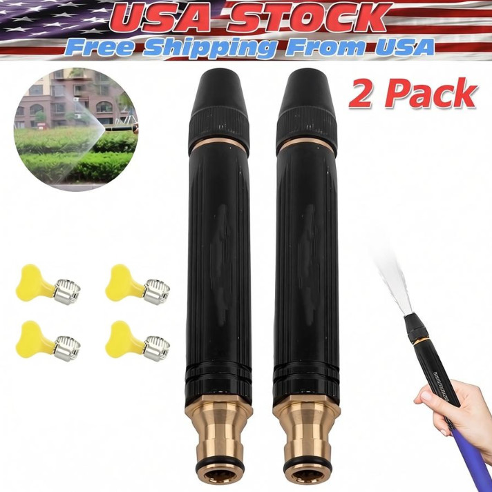 2Pk Portable High Pressure Nozzle Water Gun Car Wash Sprayer Garden Lawn w/Clamp