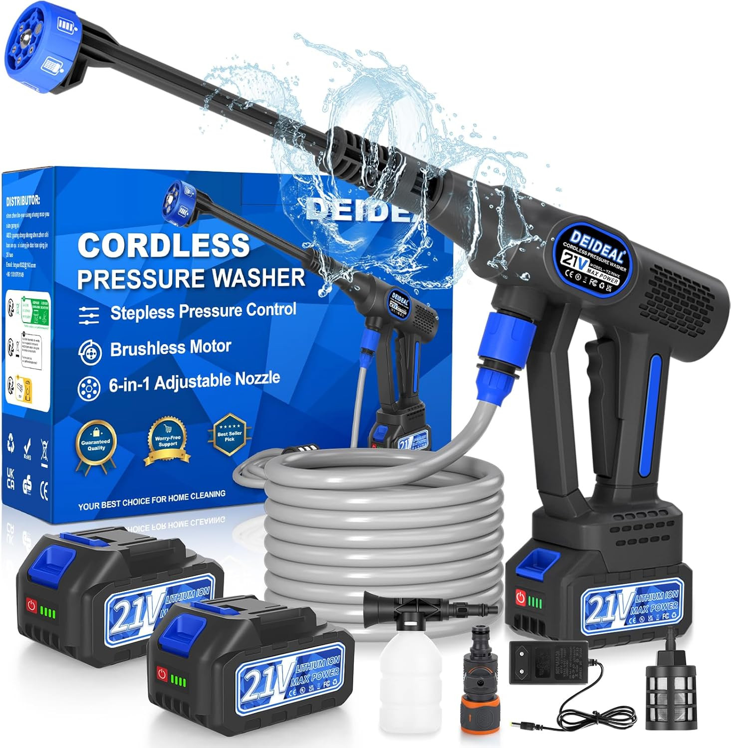 Cordless Portable Washer, 1280 PSI Portable Handheld Washer with Trigger-Control