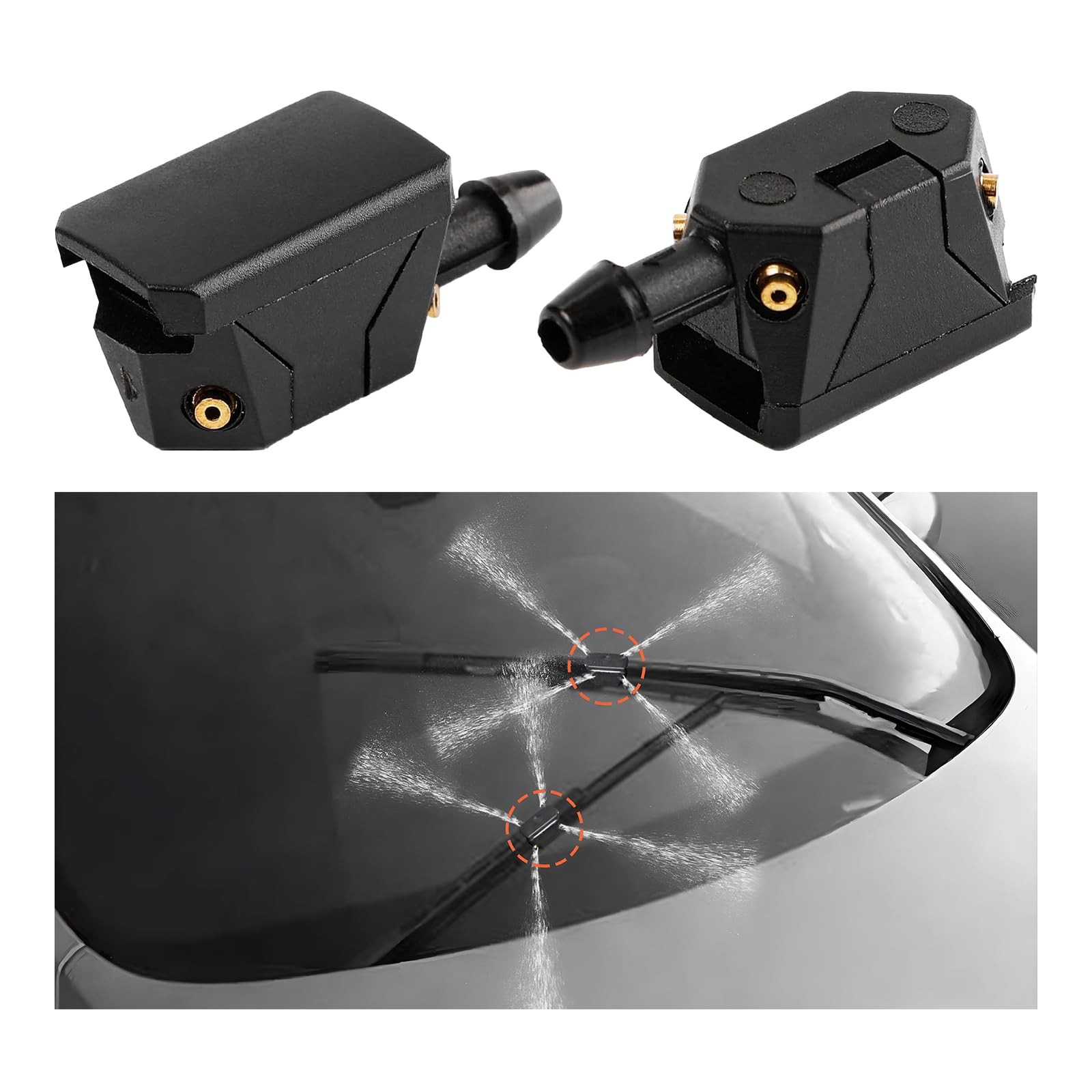 Suvnie 4 PCS Front Windshield Washer Nozzles, 4 0.79 x 0.51 inches, 2