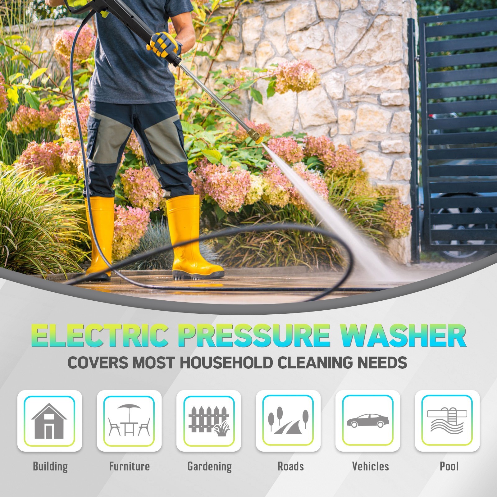 Pressure Washer 4200PSI 2.0GPM, Compact Cleaning Power, 4 Nozzles, for Home