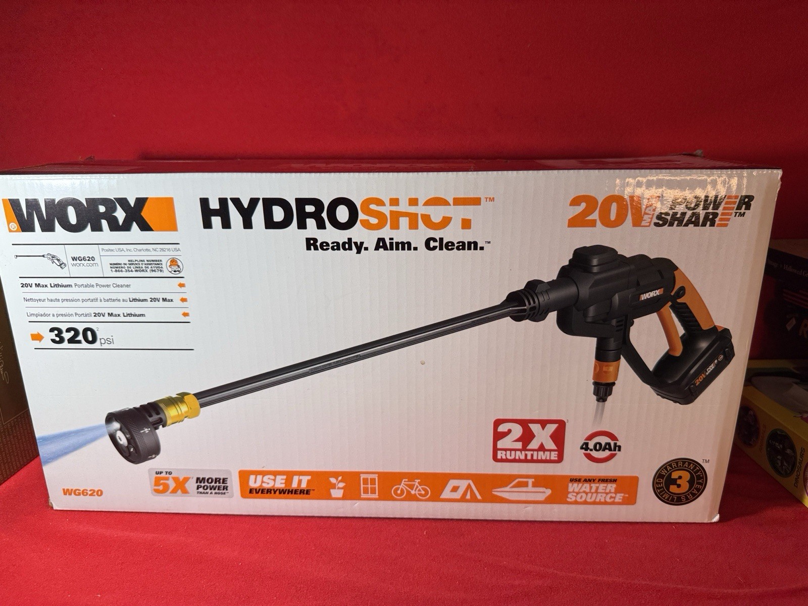 WORX HydroShot 20V Cordless Portable Power Cleaner (WG620) w/ Battery & Charger