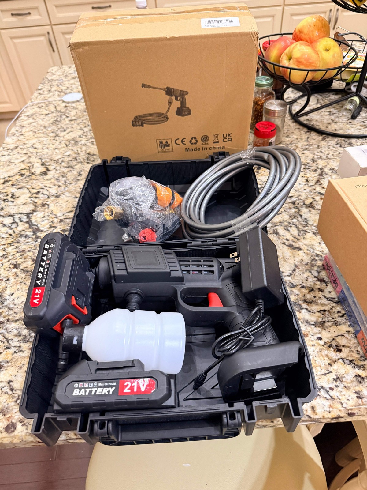 Cordless Portable Pressure Washer 21V Battery Case
