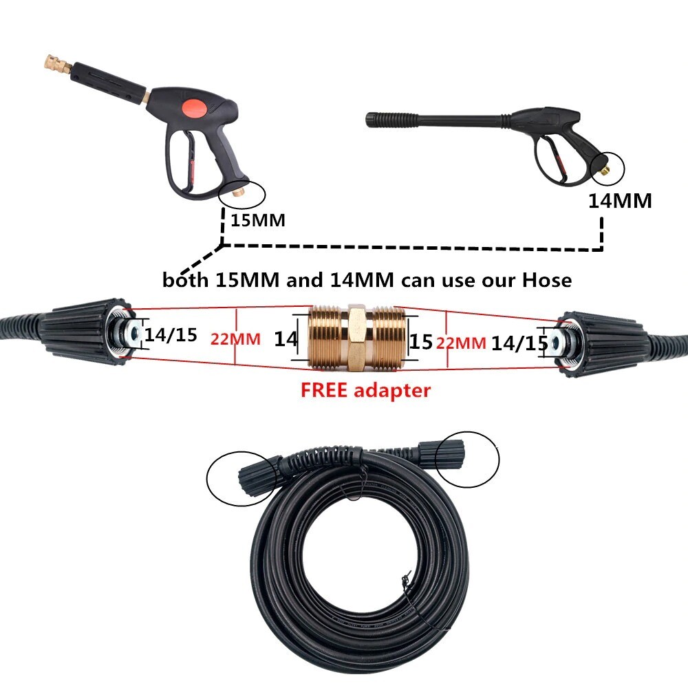 LaLeyenda Car Irrigation Pipe Washer 5M/7M/10M,14mm/15mm Diameter Pressure Horse