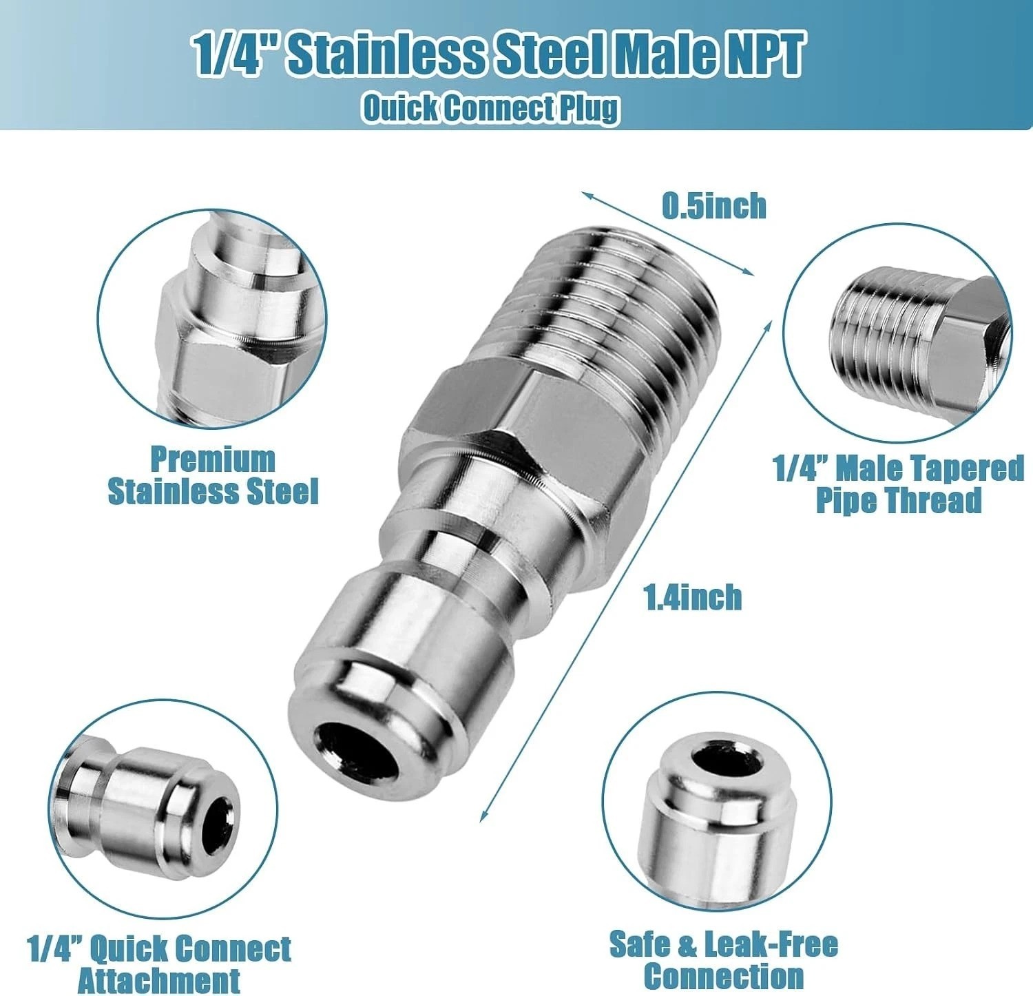 High Pressure 5000 PSI Couplers – 2 Set Stainless Steel Quick Connect Fittings
