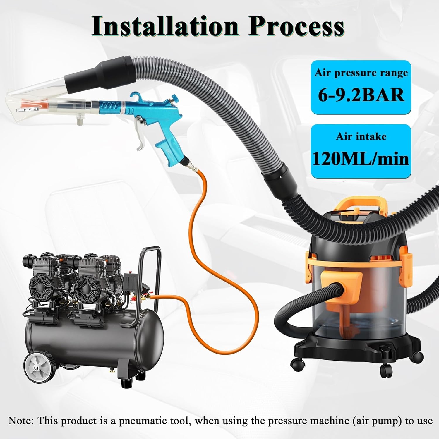 Car Air Blow Gun Adjustable Air Flow 2 IN 1 Car Interior Detailing
