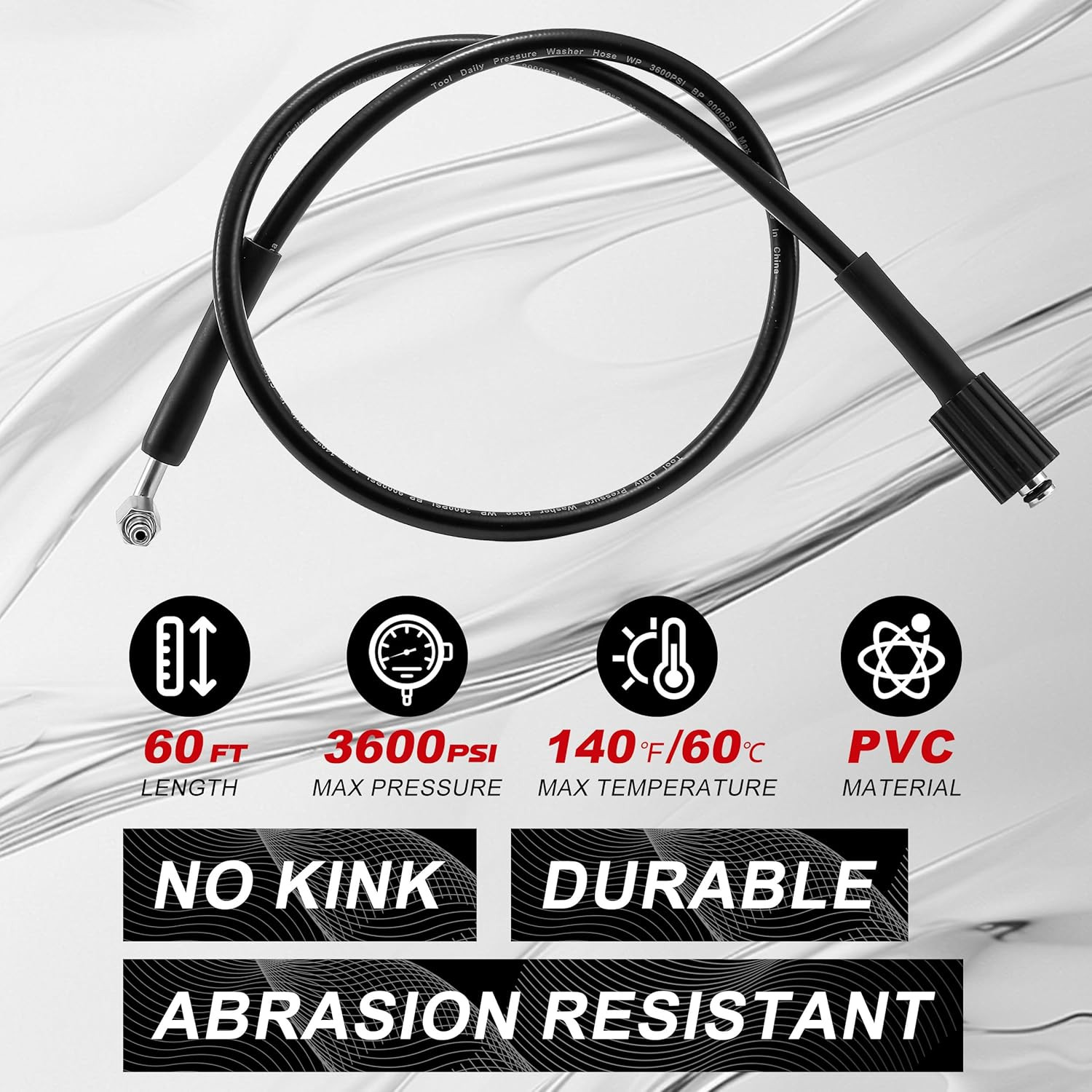 Tool Daily Retractable Pressure Washer Hose Reel, 1/4” X 60 FT Heavy Duty Power