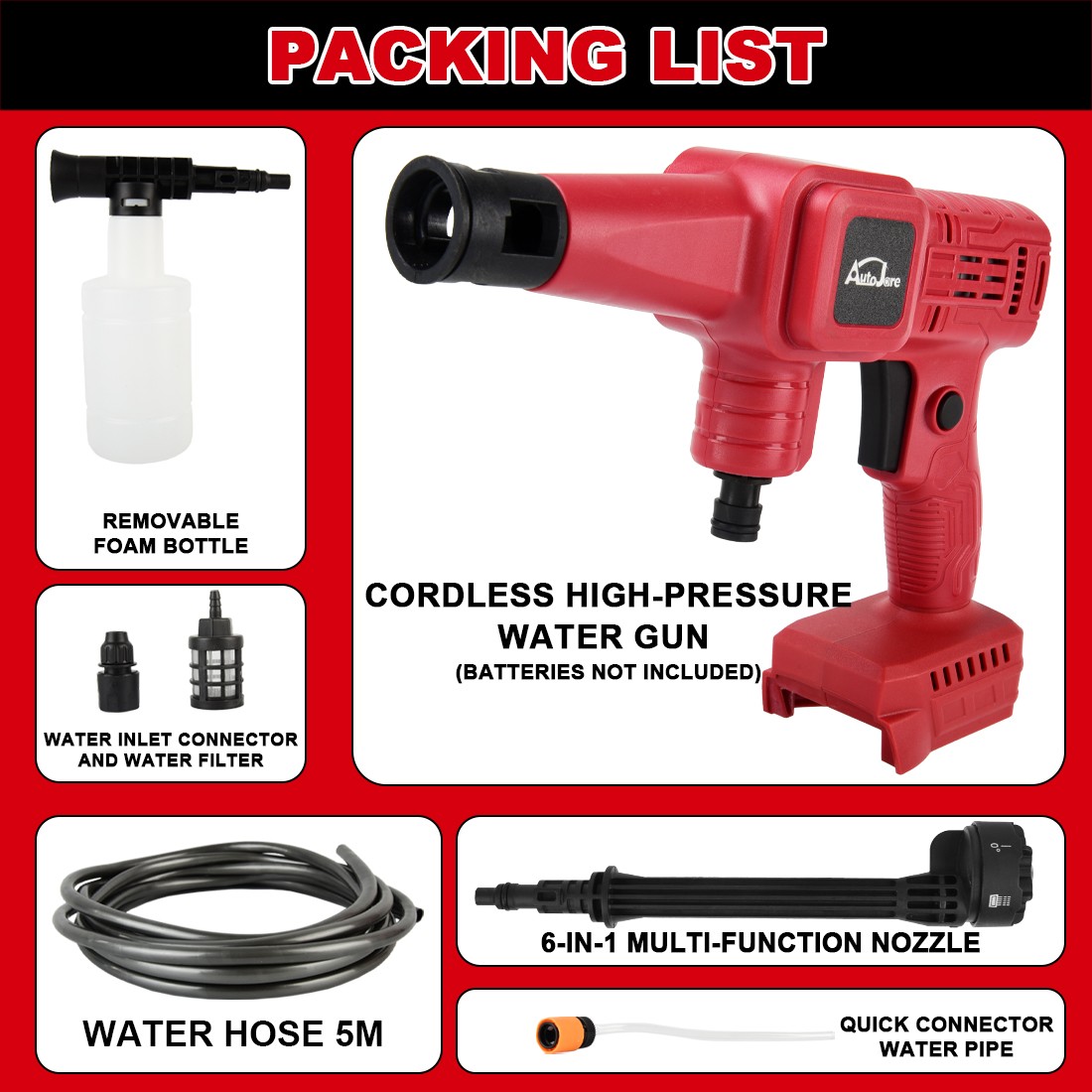 For Milwaukee18VCordless Car High Pressure Washer Gun Jet Water Wash Cleaner Gun