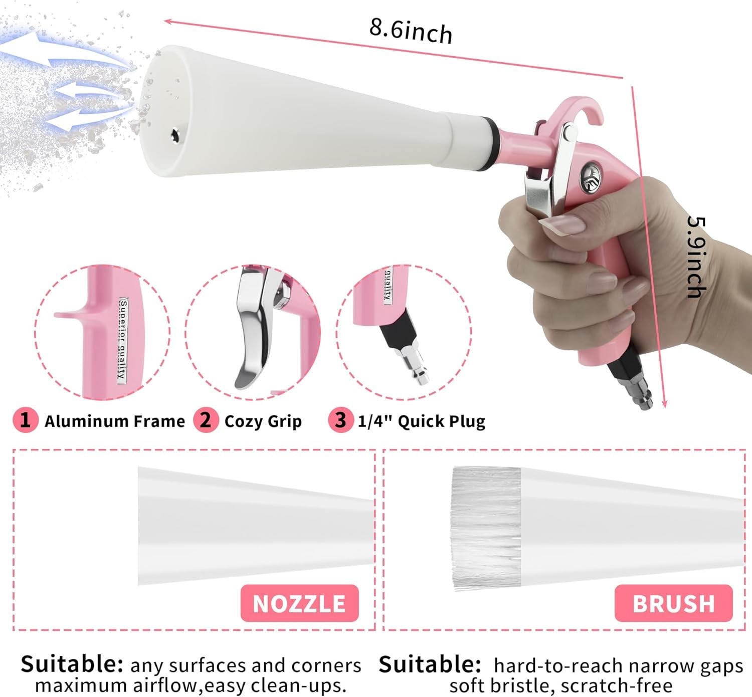 High Pressure Blower Gun for Car, Quickly Blowing Out Dirt and Dust from Surface