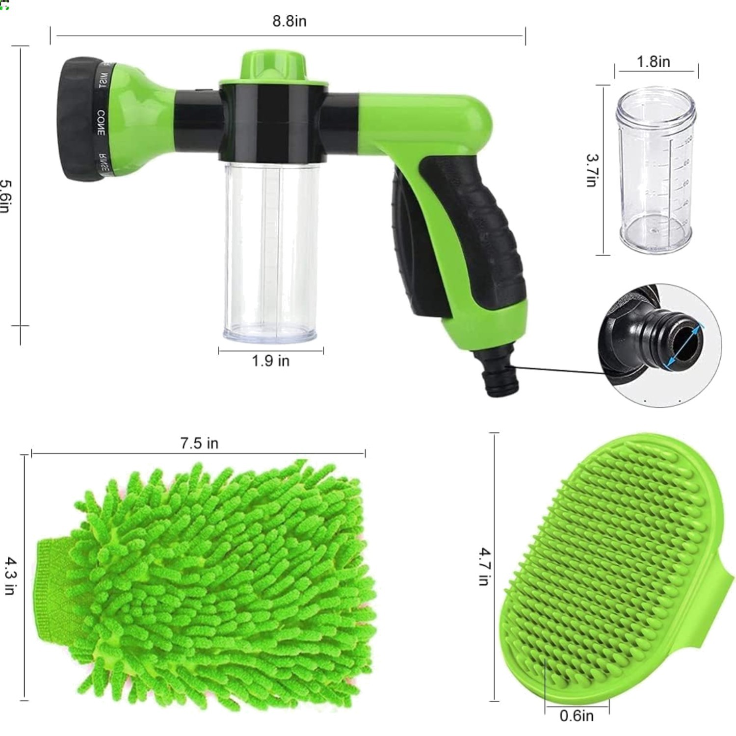 High Pressure 8 in 1 Car Wash Brush Foam Gun,Garden Hose Nozzle Foam Cannon B…