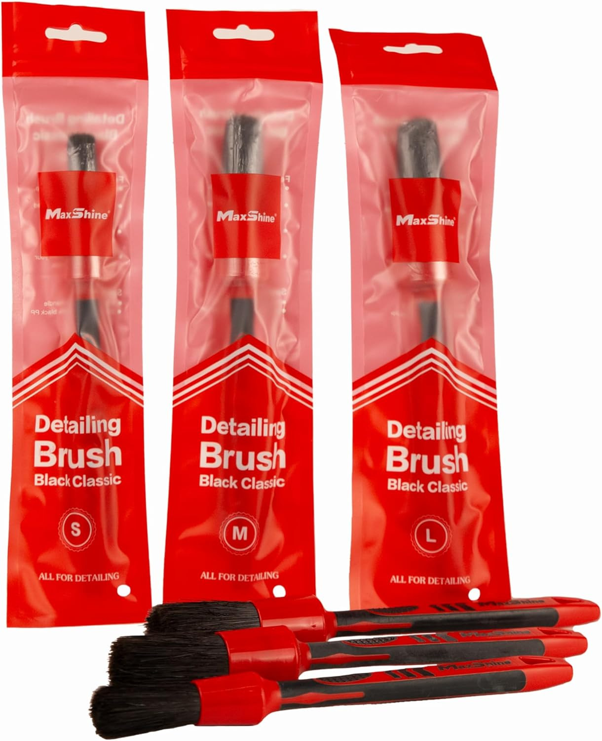 Universal Red & Black Combo Detailing Brush – Versatile Brush for Interior & Ext