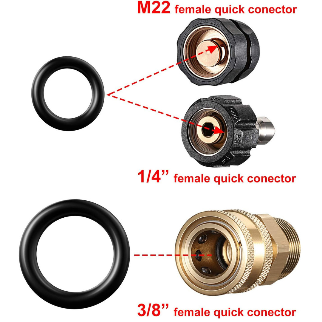 50 Pressure Washer O Rings Hose Ring Kit For 1/4″ 3/8″ M22 Quick Connect Coupler