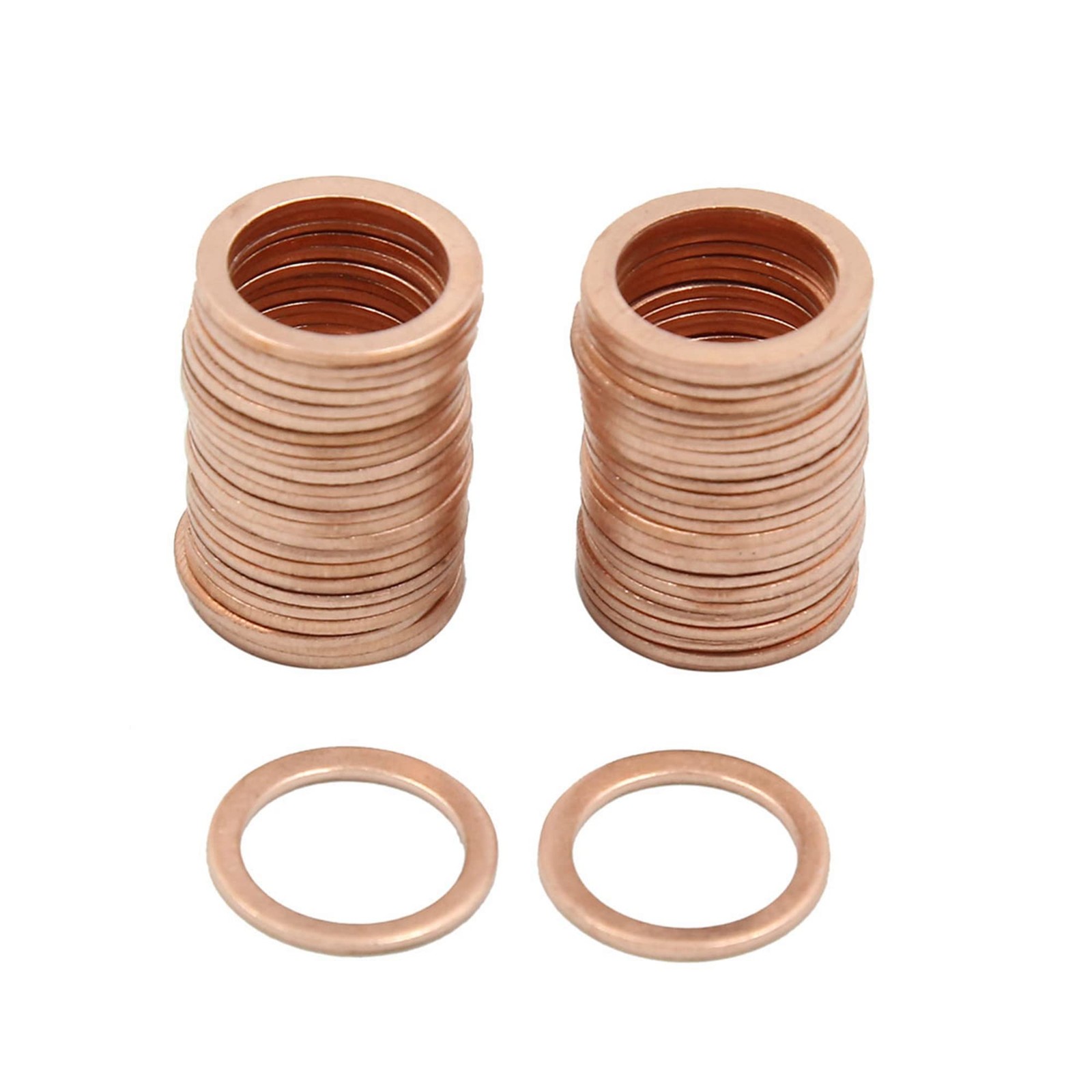 50PCS M13 x 17mm x 1mm Copper Flat Washers, Car Engine Sealing Gaskets Ring