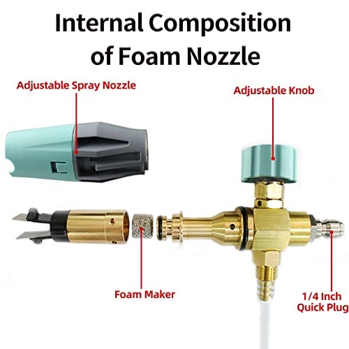 Sooprinse Foam Cannon, Adjustable Snow Foam Lance Transparent Body, Green