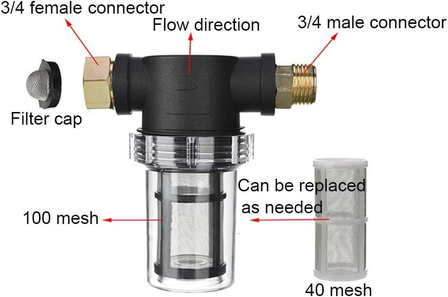 40 100 Mesh Garden Hose Filter For Pressure Washer Inlet Water Inline Sediment