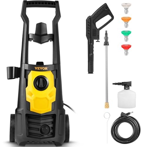 VEVOR ELECTRIC PRESSURE WASHER, 2000 PSI 1.76 GPM, HOSE, FOAM CANNON – BLACK