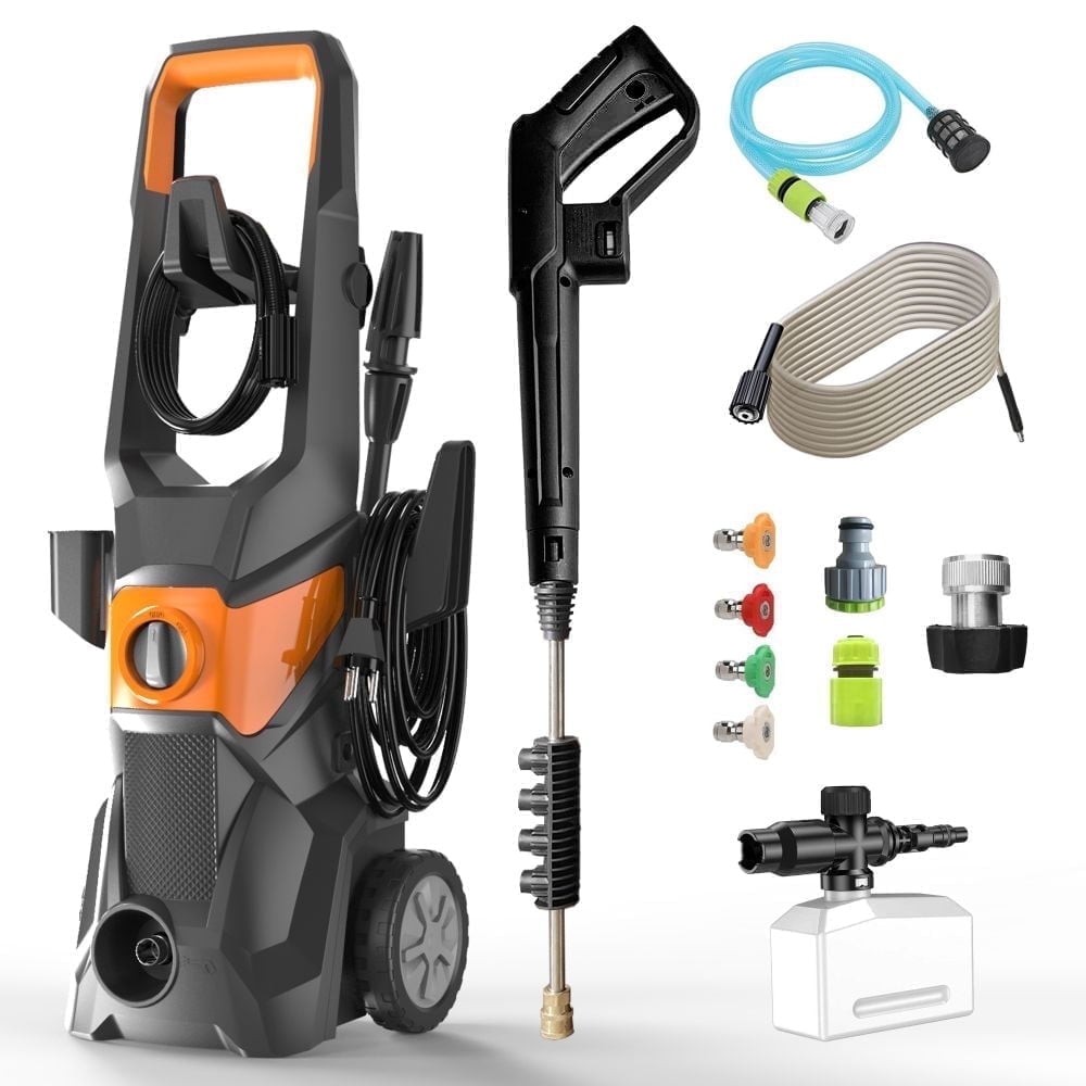 Tebru Electric Pressure Washer, 3000 PSI, 2.4 GPM, 32 Ft Hose and Power Cord, 4