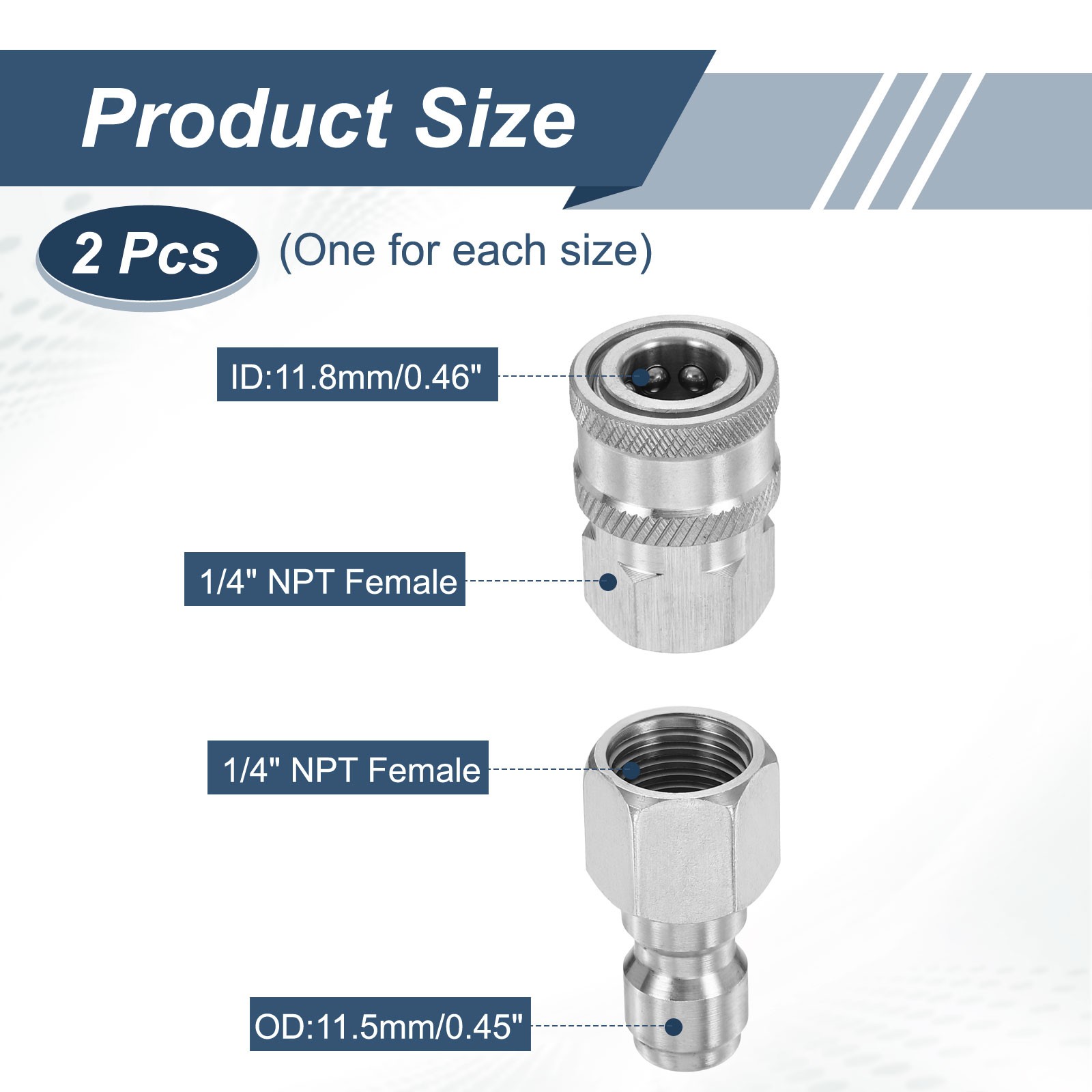 Pressure Washer Adapter, 1/4″ NPT Female Stainless Steel Fittings Kit