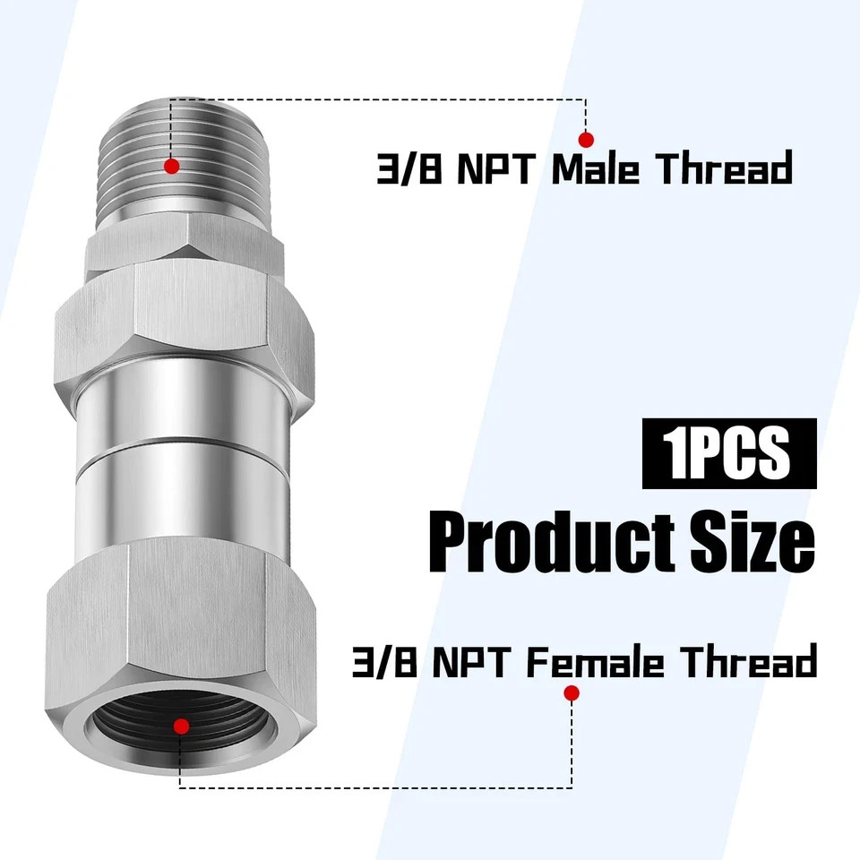 Pressure Washer Swivel, 3/8 Inch NPT Thread Pressure Washer Fittings, Stainle…