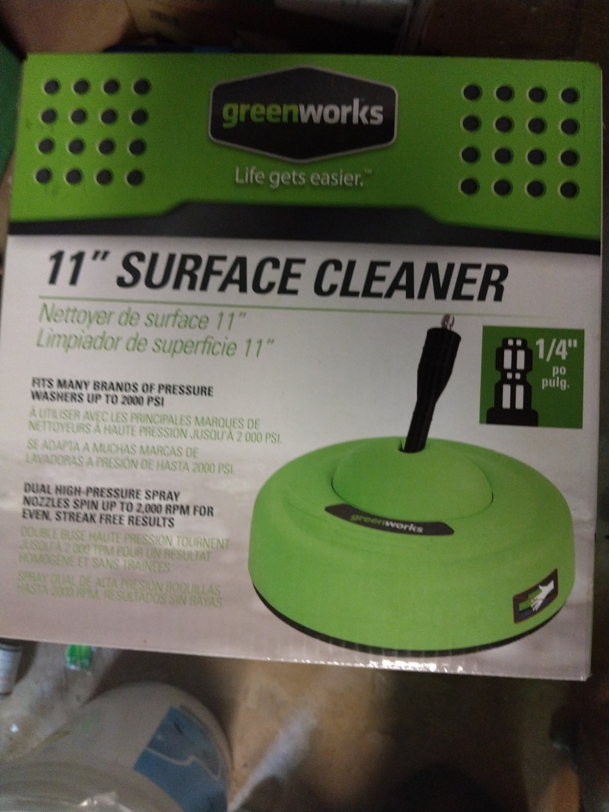 Greenworks 30012 11″ Surface Cleaner Attachment for Pressure Washers 2000PSI New