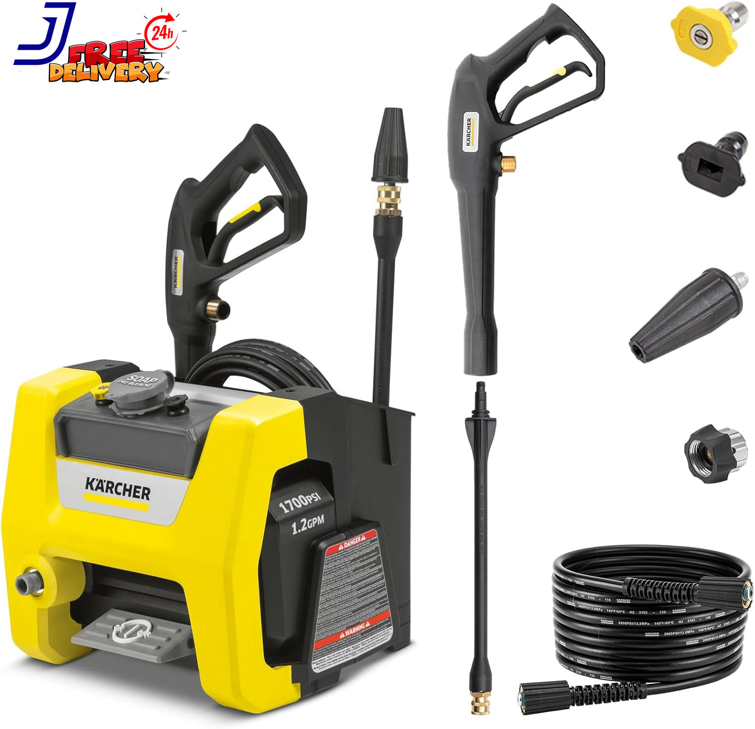 Pressure Washer K1700 Cube Max 2125 PSI 3 Spray Nozzles Detergent Tank for Cars