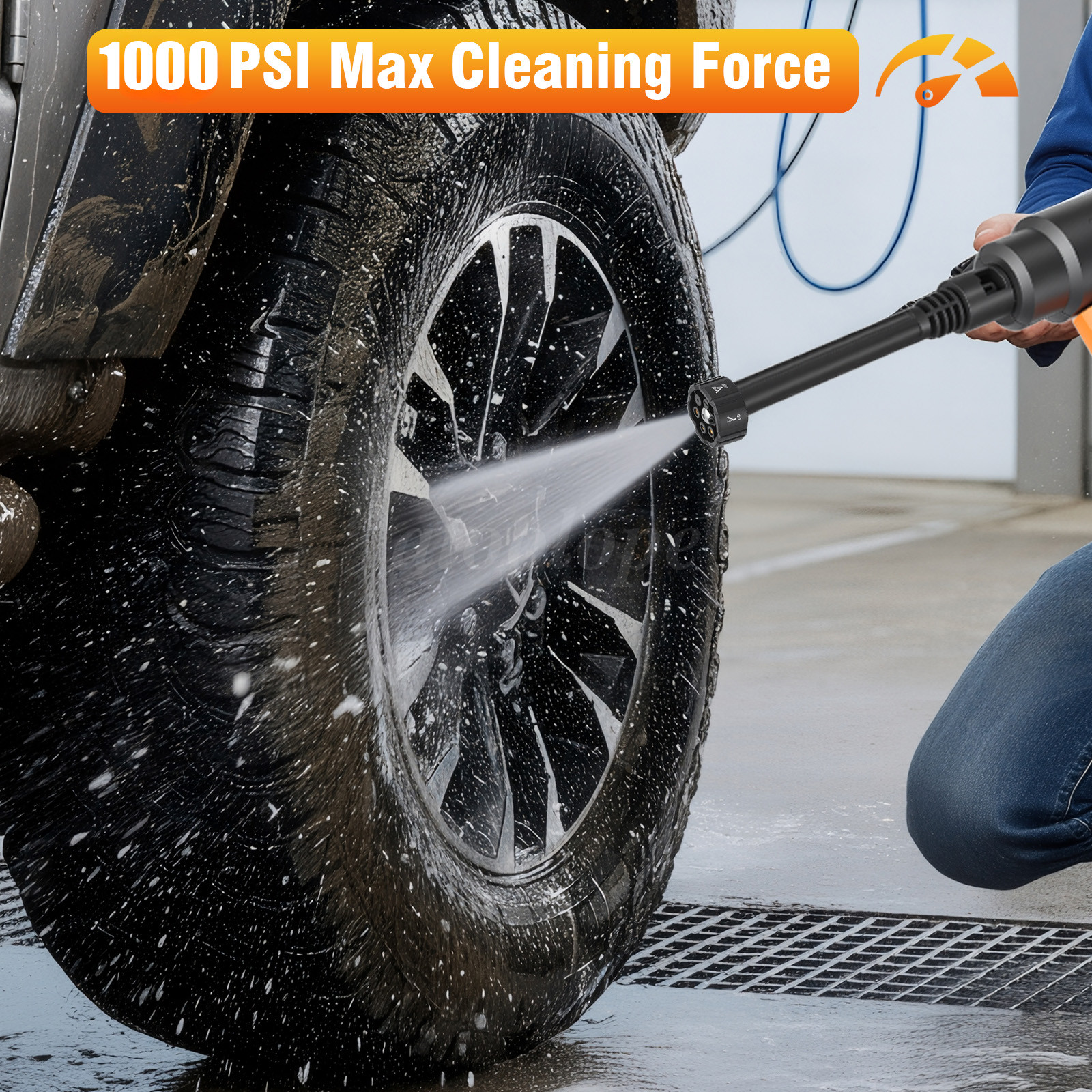 Cordless Pressure Washer Portable Power Washer 6in1 Adjustable Nozzle & 2Battery