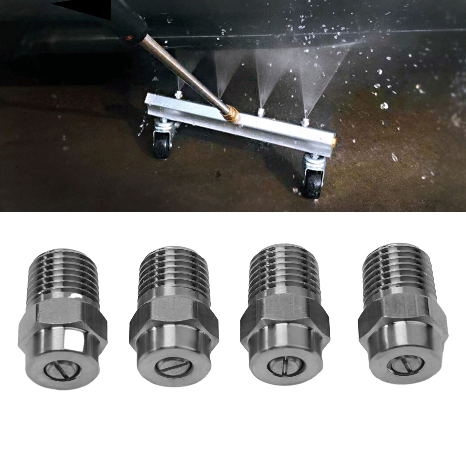 Long Lasting Stainless Steel Nozzle Replacements for Surface Cleaner Set of 4