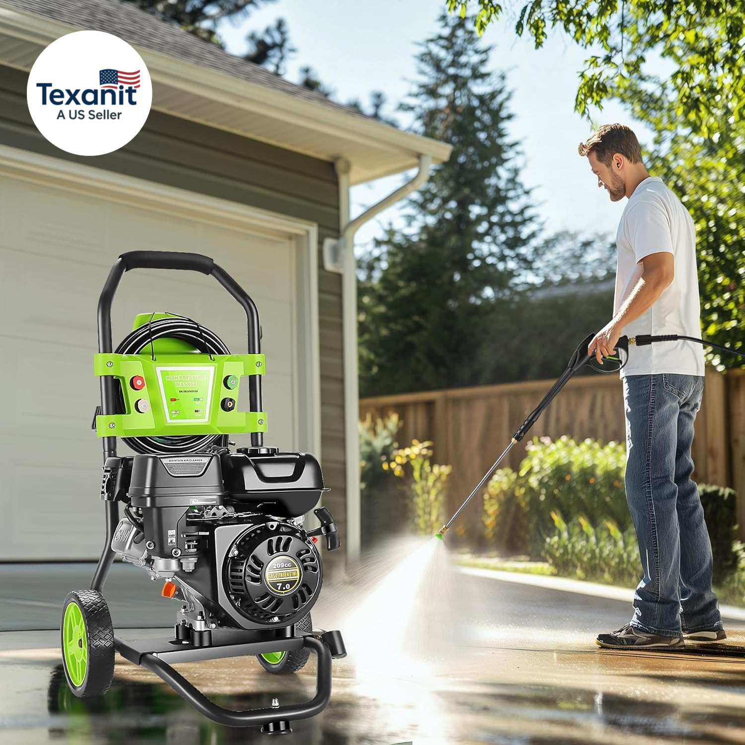 Gas Powered Pressure Washer 4200 PSI 4.0 GPM Portable Power Washer with 209CC 7H