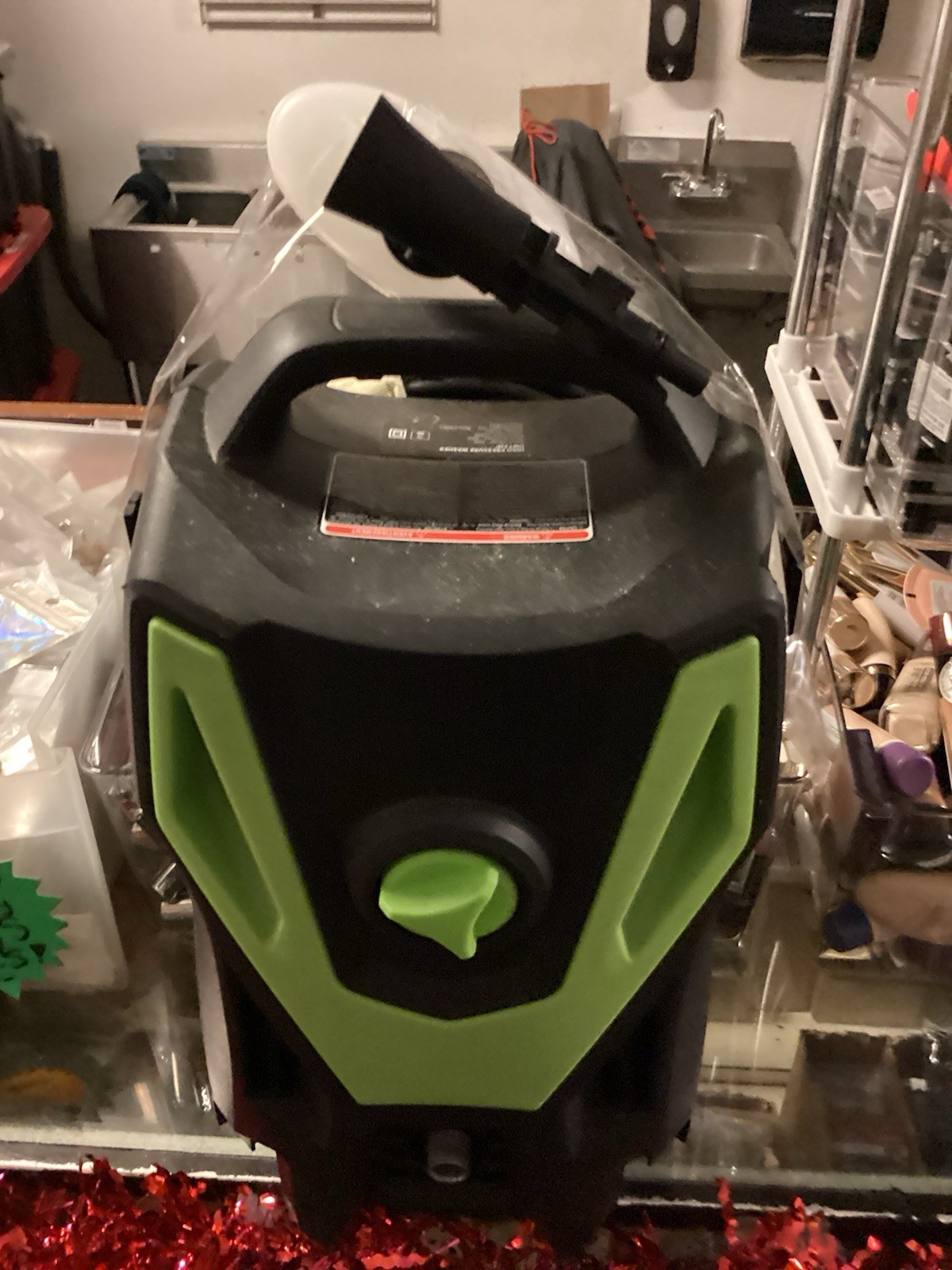 Corded Electric Cold Water Pressure Washer, Black/Green, Hose, Carry Handle