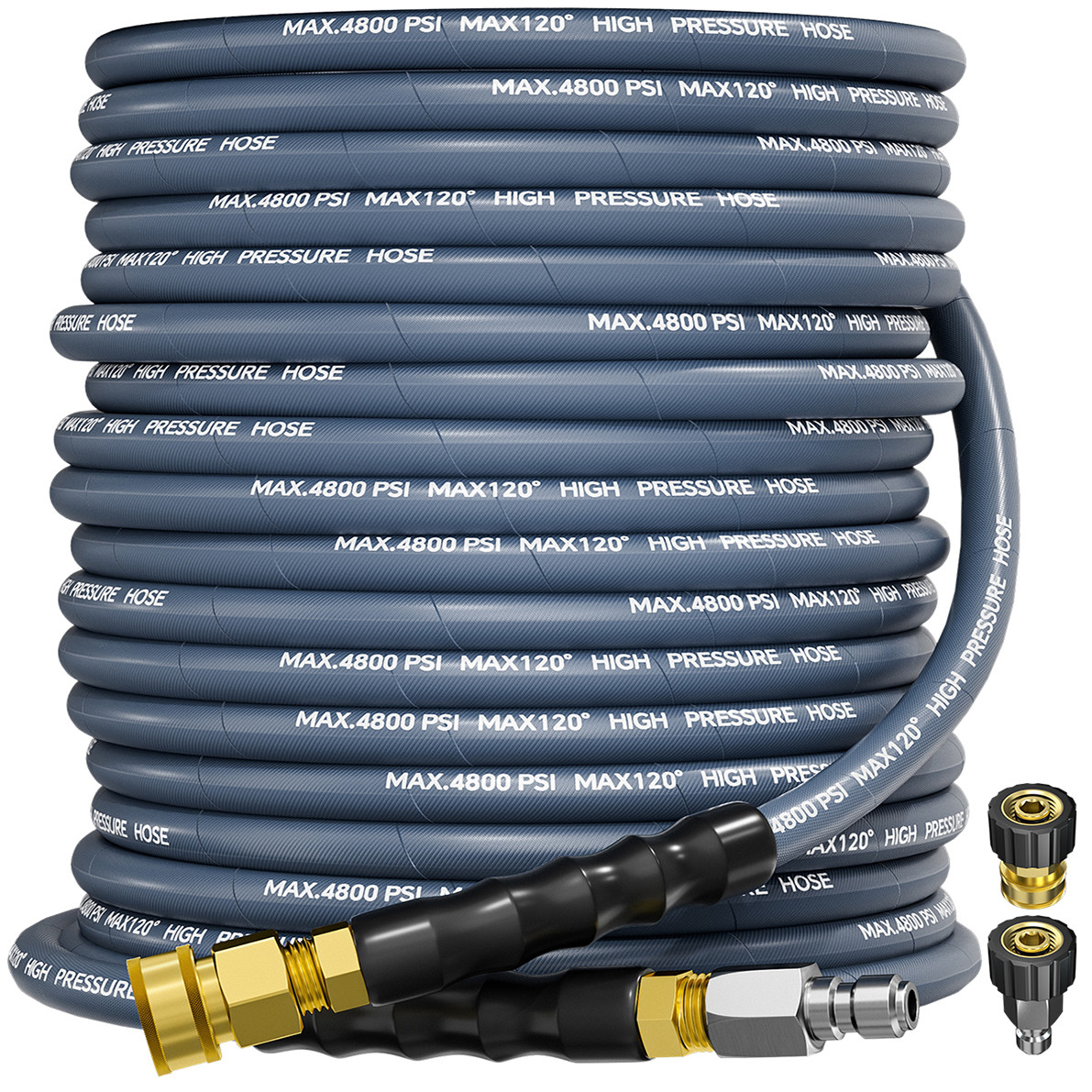 100FT 4800PSI 3/8″ Pressure Washer Hose Kink Resistant Power Hose Quick Connect