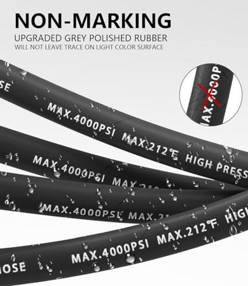 Pressure Washer Hose 4000 PSI – Kink Resistant Steel Braided Layer & 100FT Black