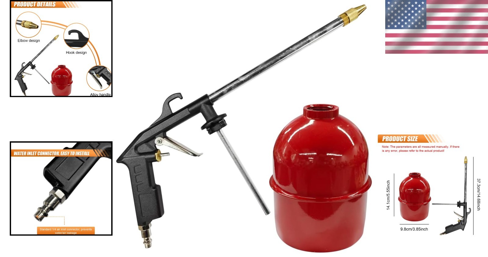 Car Air Engine Cleaning Spray Gun, High-Pressure Air Nozzle Blow Gun with 1-L…