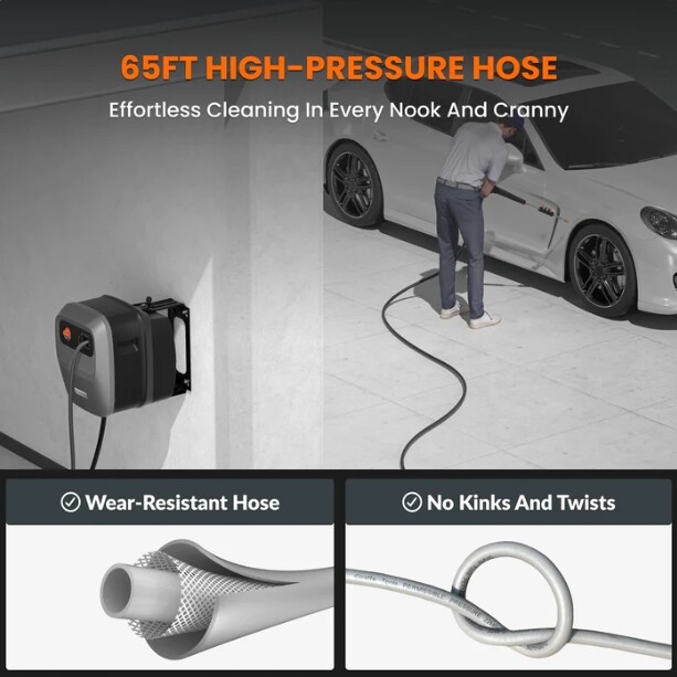 Giraffe Tools Electric Power Pressure Washer 2200 PSI With 65FT Hose Reel 2.4GPM