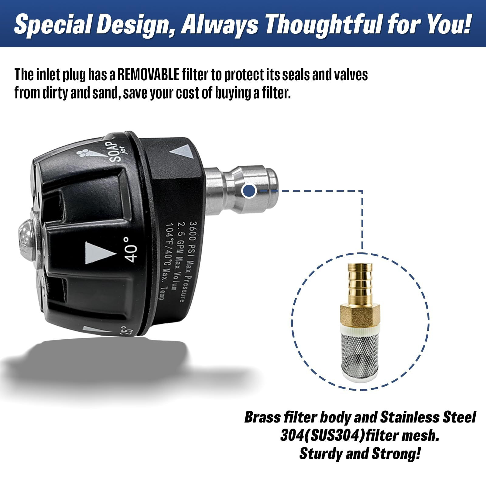 APOWER Pressure Washer Tips Turbo Nozzle, Max 4000 PSI 360°Rotating Power…