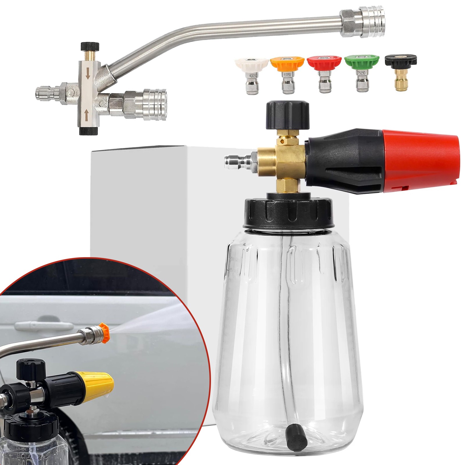 Snow Foam Lance Cannon Gun Car Wash Soap Bottle Sprayer Pressure Washer Set USA
