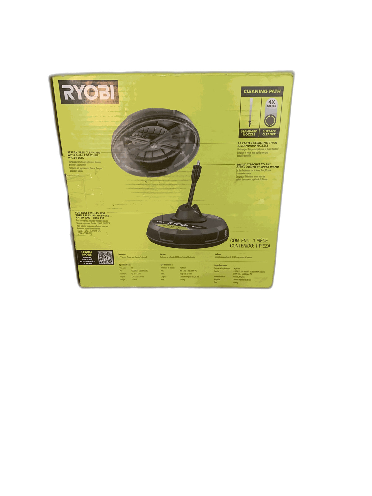 RYOBI 12 in. 2,300 PSI Electric Pressure Washers Surface Cleaner