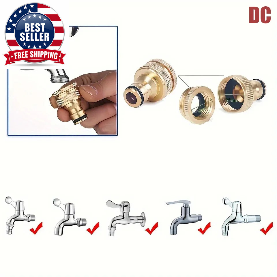 Brass Faucet Tap Connector Mixer Hose Adaptor Quick Connecter 1/2 3/4 Copper Hos