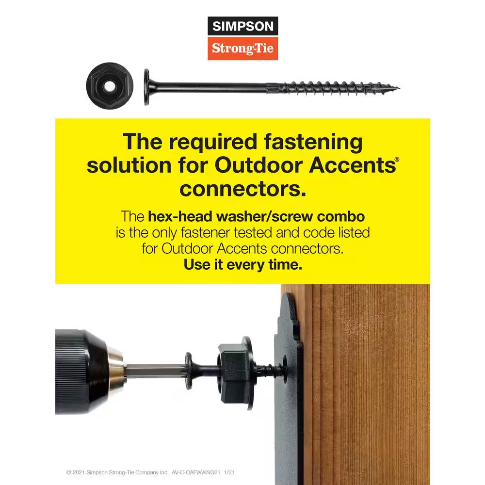 Outdoor Accents Black Powder-Coated Hex-Head Washer (8-Pack)