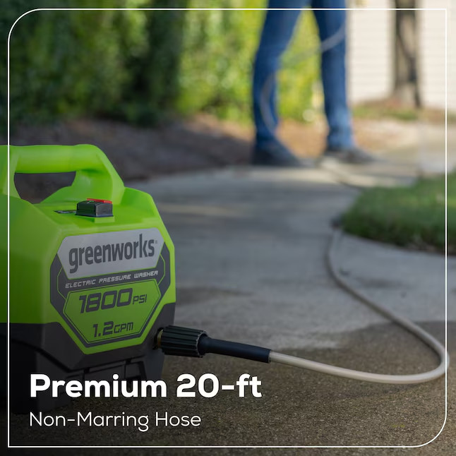 New GreenWorks 1800 PSI Compact Cold Water Pressure Washer 1.2 GPM
