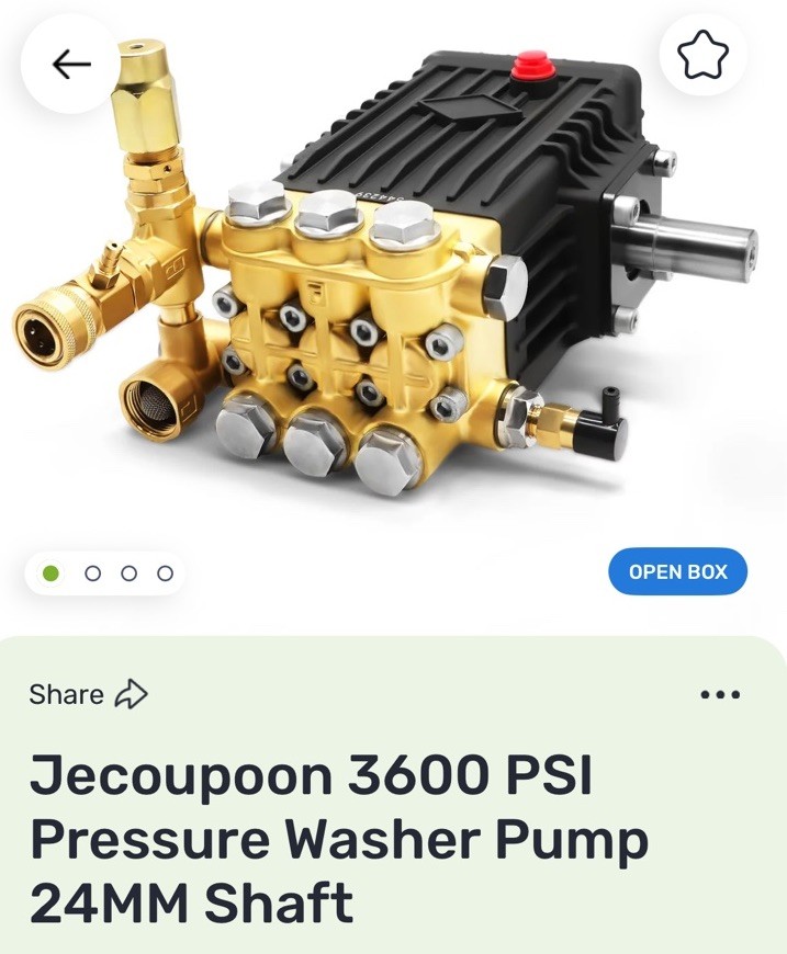 3600 PSI Pressure Washer Pump 5 GPM Plunger Washer