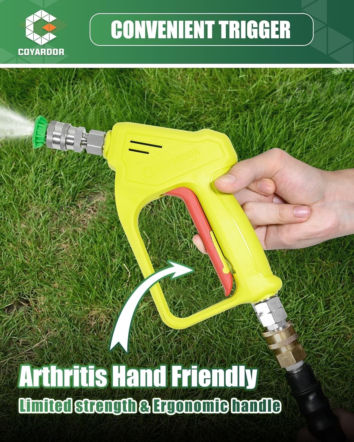 COYARDOR Pressure Washer Short Gun with Quick Connector Swivel, 4000PSI 6.8GPM