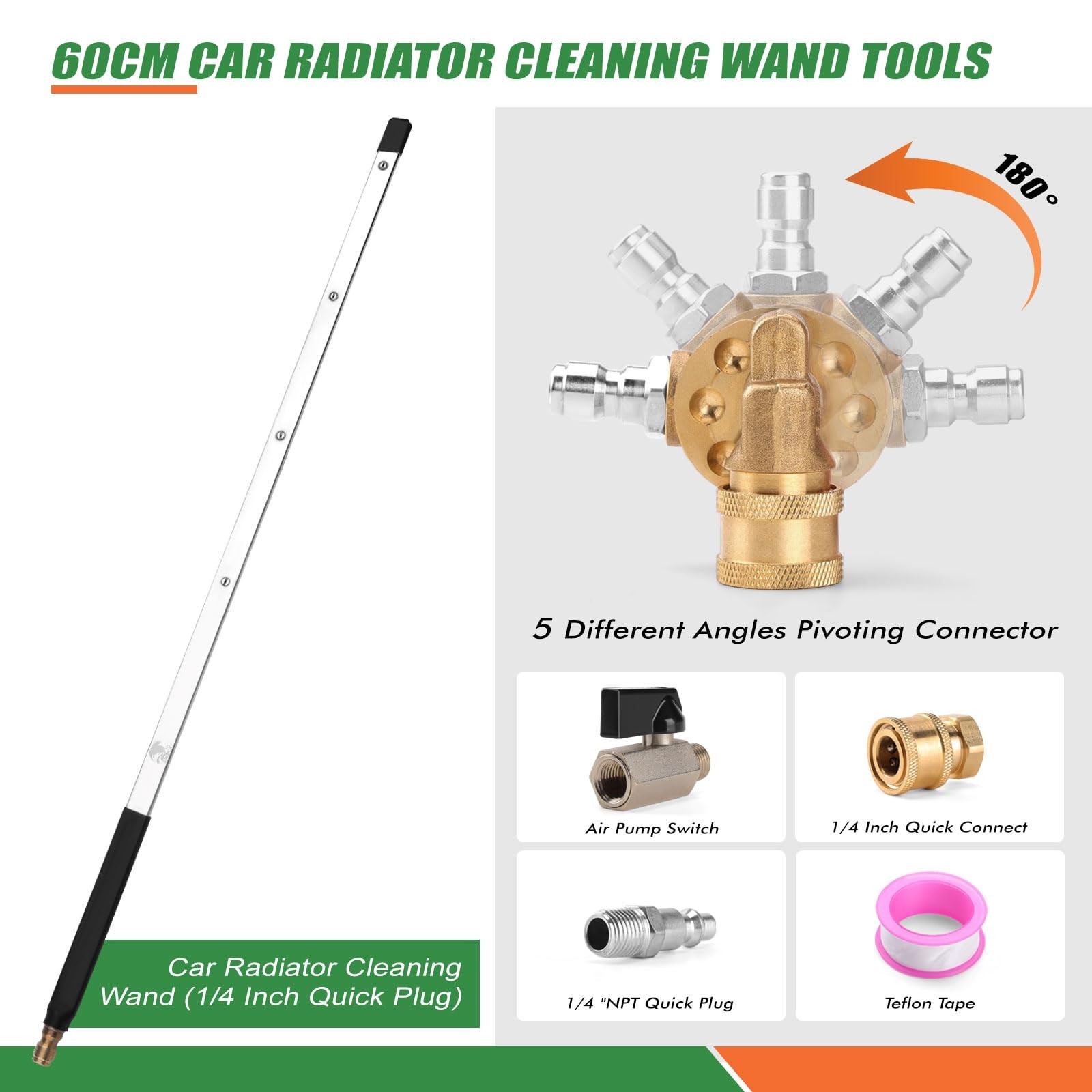 24 Inch Pressure Washer Wand for Car Radiator Cleaning Tools, Dual-Use Radiat…