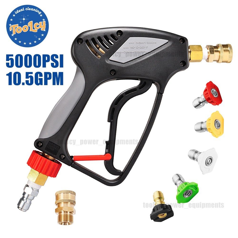 TOOLCY 5000 PSI Pressure Washer Gun for Hot Water 3/8″ Swivel Thread Nozzle Tips
