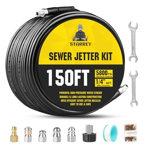 Pressure Washer Drain Jetter 150FT Sewer Kit 5800PSI
