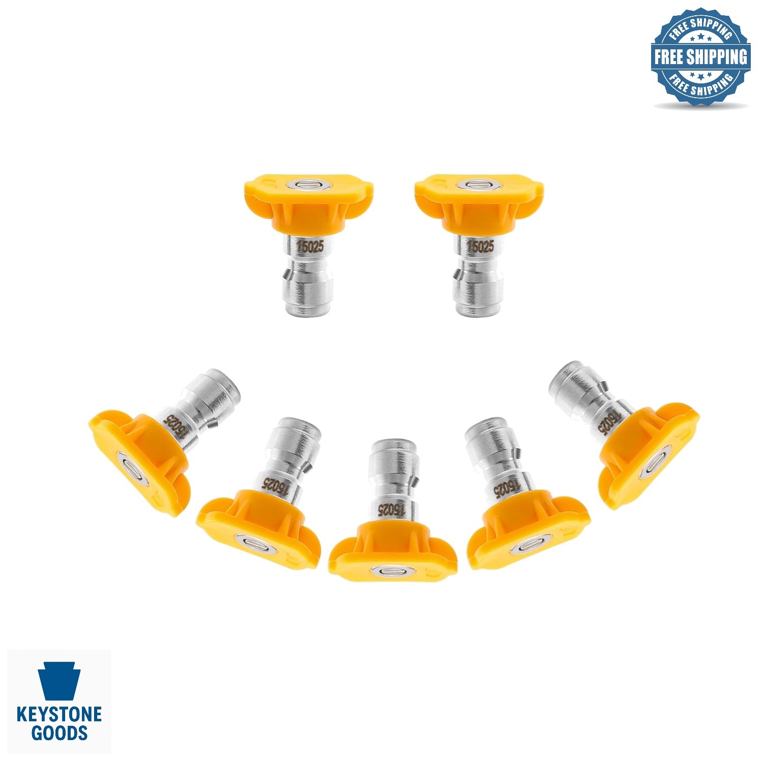 15° Yellow Power Washer Nozzle Tips, 7-Pack, 4000 PSI, Stainless Steel