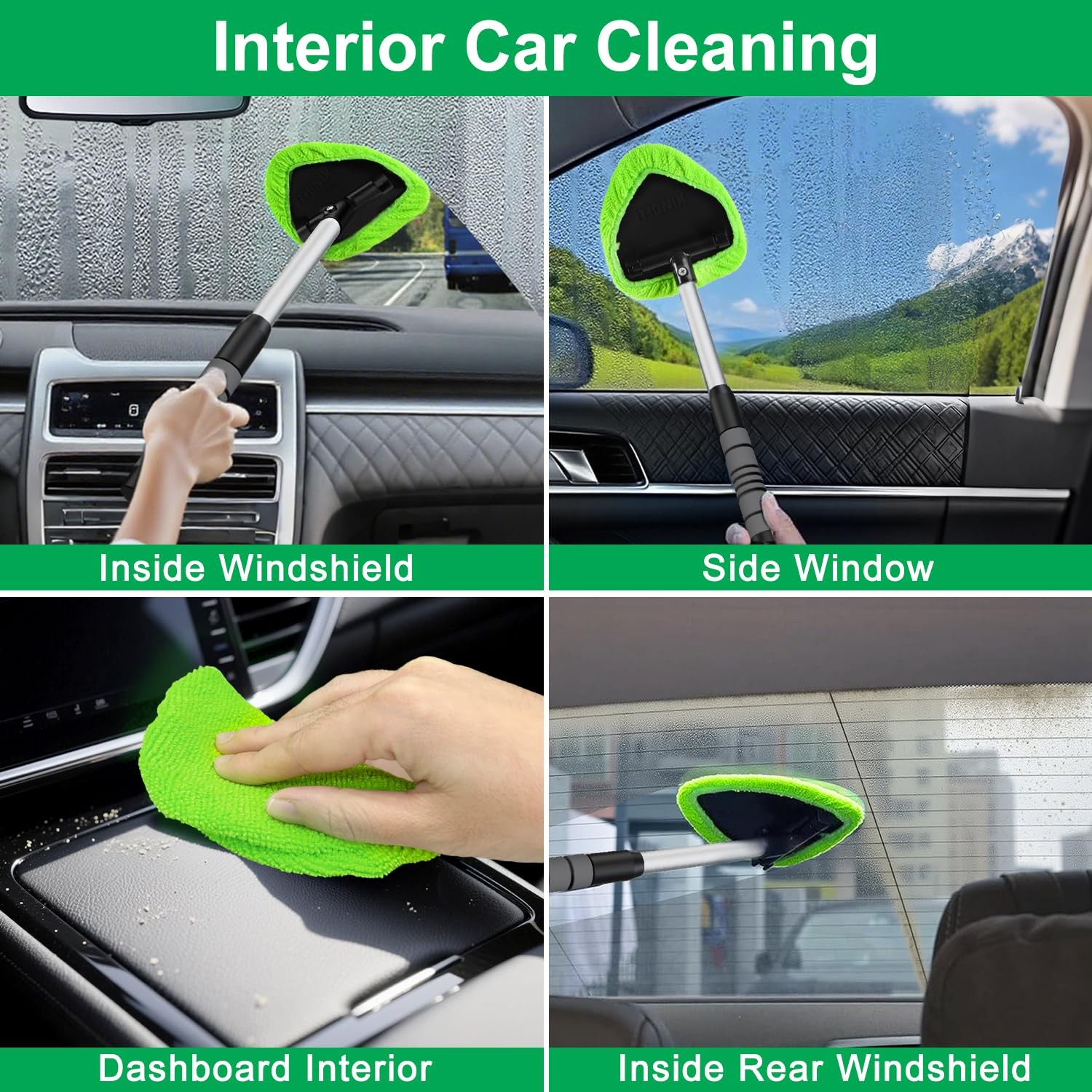 XINDELL Windshield Cleaner Tool – Car Interior Window Cleaning Kit with Exten…